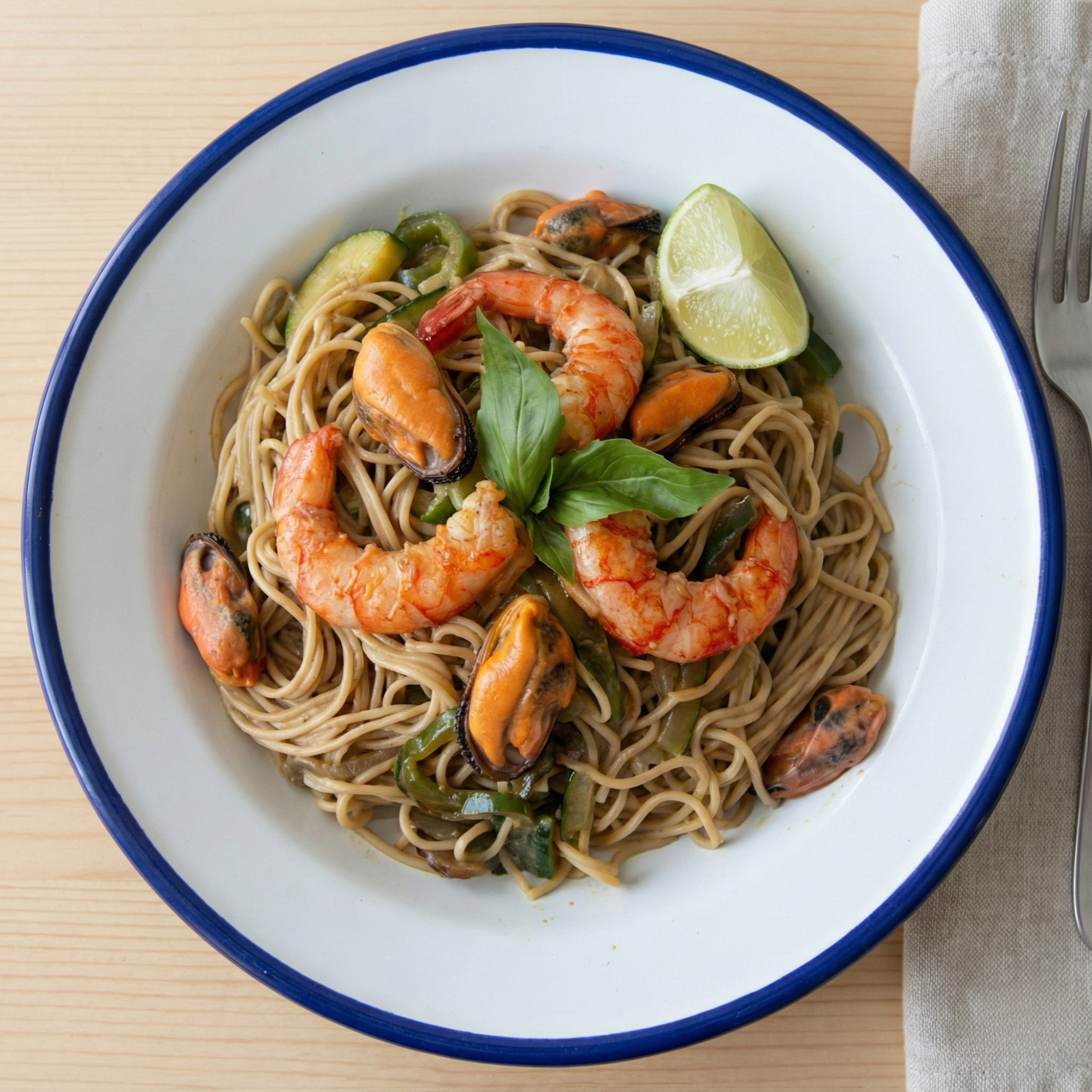 Thai green seafood curry